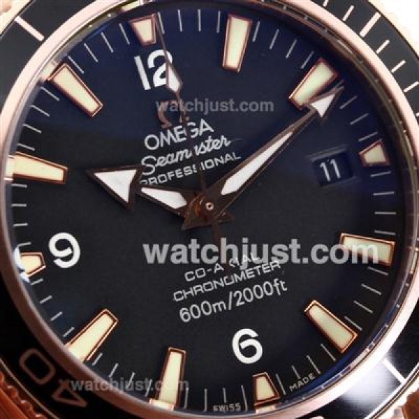 Swiss UK Sale Omega Seamaster Automatic Fake Watches With Black Dials For Men