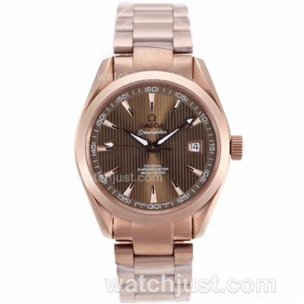 Waterproof UK Omega Seamaster Automatic Replica Watch With Brown Dial For Men