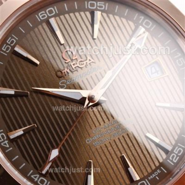 Waterproof UK Omega Seamaster Automatic Replica Watch With Brown Dial For Men