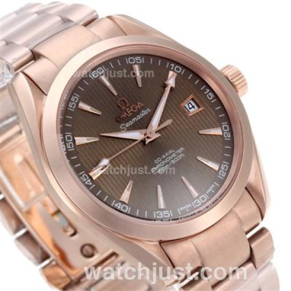 Waterproof UK Omega Seamaster Automatic Replica Watch With Brown Dial For Men