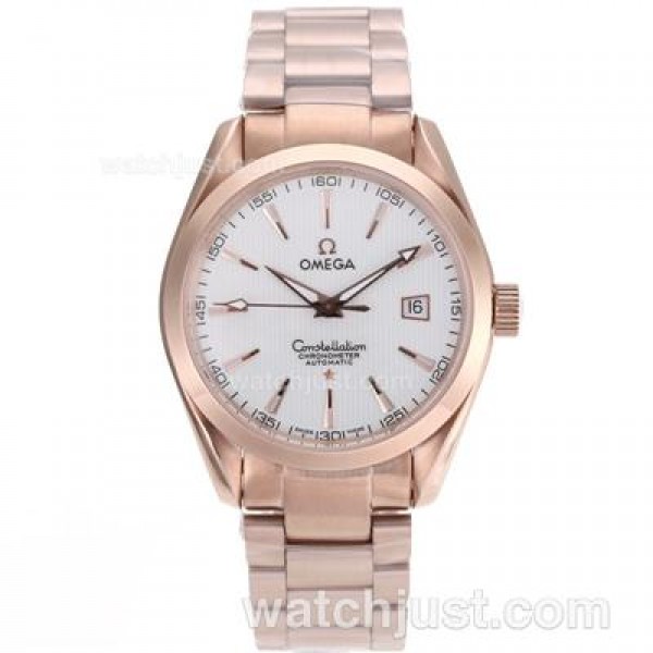 Quality UK Omega Constellation Automatic Fake Watches With White Dials For Men