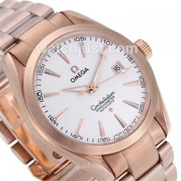 Quality UK Omega Constellation Automatic Fake Watches With White Dials For Men