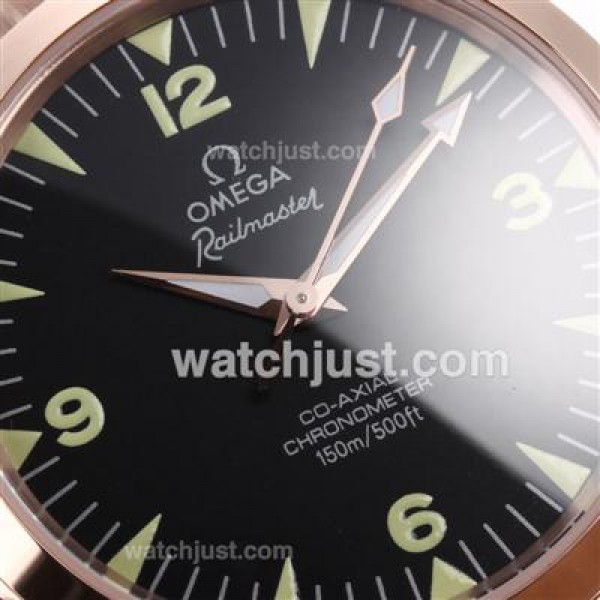 Cheap UK Sale Omega Railmaster Automatic Replica Watches With Black Dials For Men