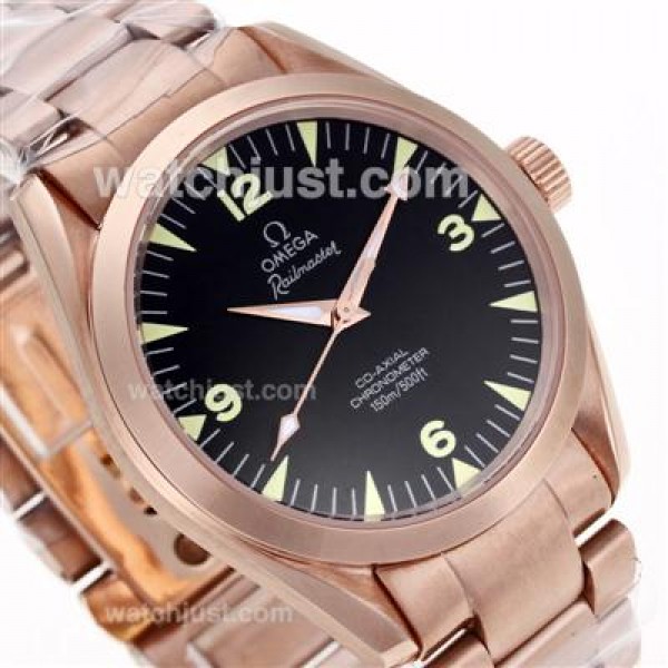 Cheap UK Sale Omega Railmaster Automatic Replica Watches With Black Dials For Men