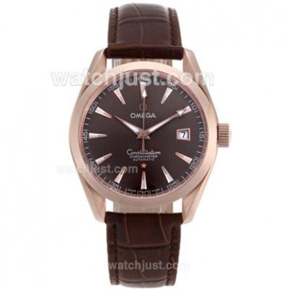 Best UK Omega Constellation Automatic Fake Watches With Brown Dials For Men
