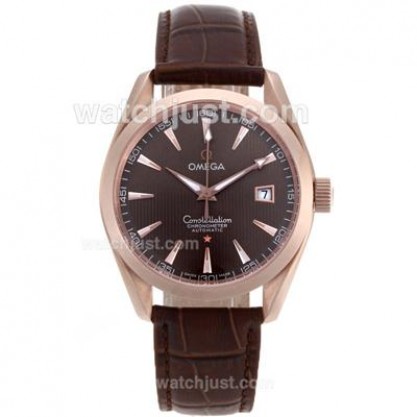 Best UK Omega Constellation Automatic Fake Watch With Brown Dial For Men