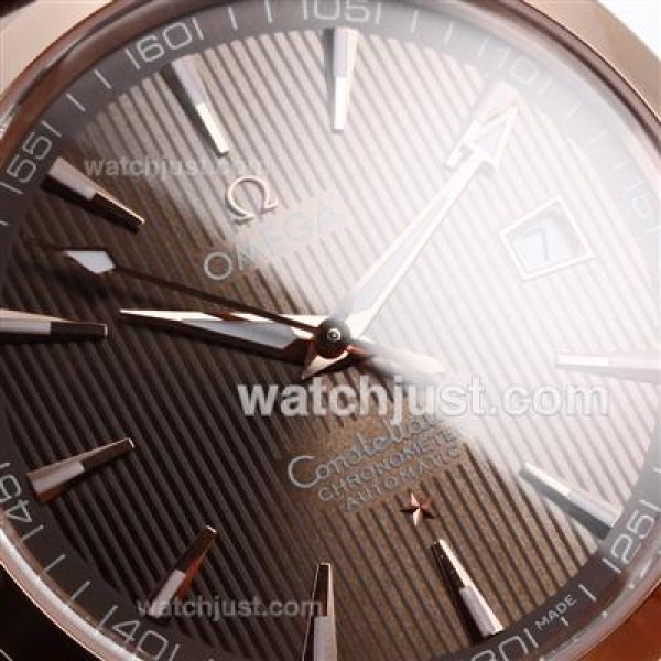 Best UK Omega Constellation Automatic Fake Watch With Brown Dial For Men