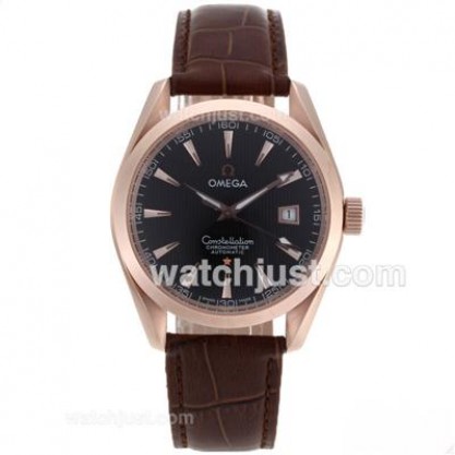 Quality UK Omega Constellation Automatic Fake Watch With Brown Dial For Women