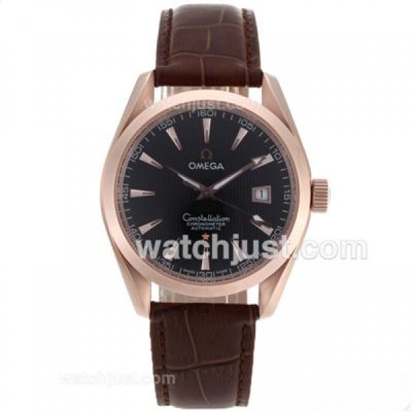 Quality UK Omega Constellation Automatic Fake Watches With Brown Dials For Men
