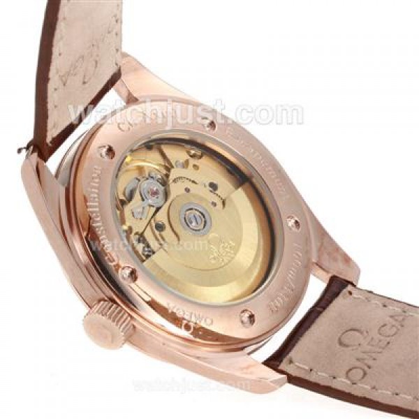 Quality UK Omega Constellation Automatic Fake Watch With Brown Dial For Women