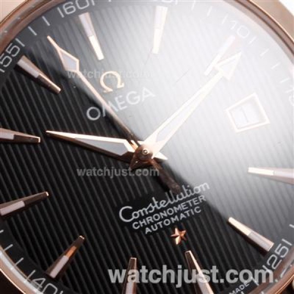 Quality UK Omega Constellation Automatic Fake Watches With Brown Dials For Men