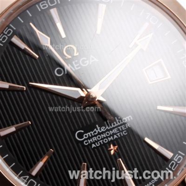 Quality UK Omega Constellation Automatic Fake Watch With Brown Dial For Women