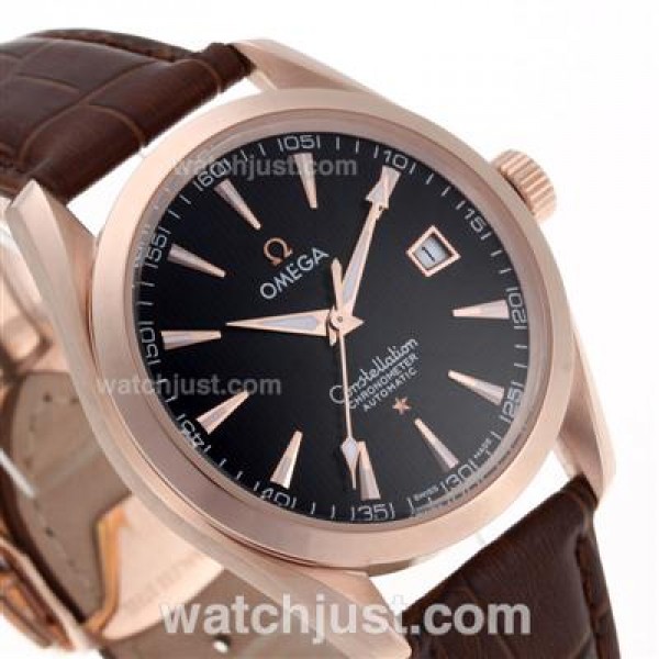 Quality UK Omega Constellation Automatic Fake Watch With Brown Dial For Women