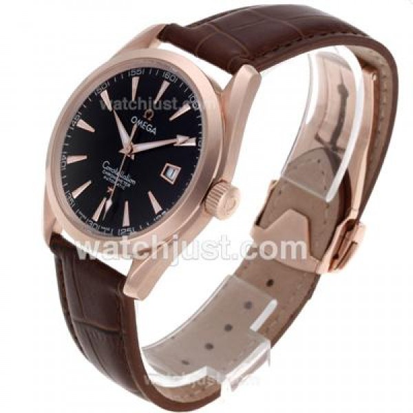 Quality UK Omega Constellation Automatic Fake Watch With Brown Dial For Women