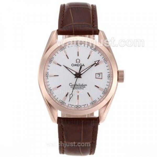Perfect UK Omega Constellation Automatic Fake Watches With White Dials For Men