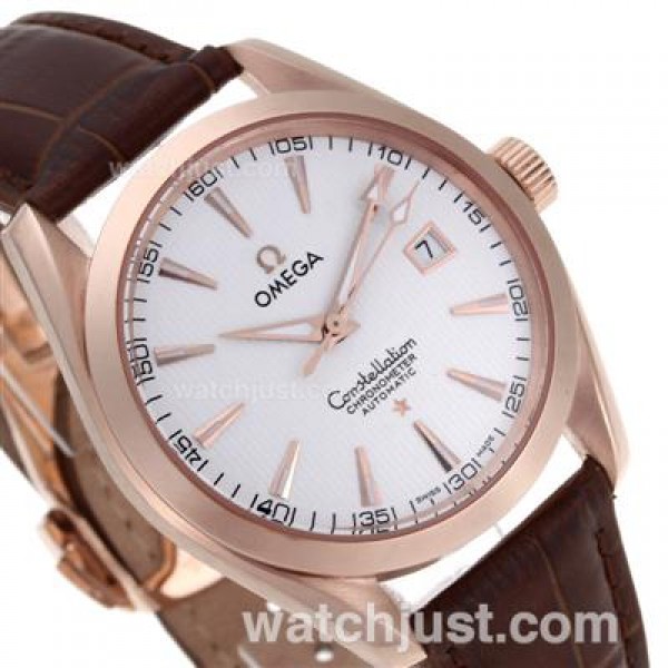 Perfect UK Omega Constellation Automatic Fake Watches With White Dials For Men