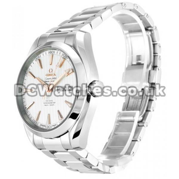 Quality UK Sale Omega Aqua Terra Automatic Fake Watch With White Dial For Men