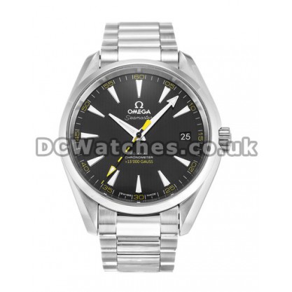 Best UK Sale Omega Aqua Terra Automatic Fake Watch With Black Dial For Men