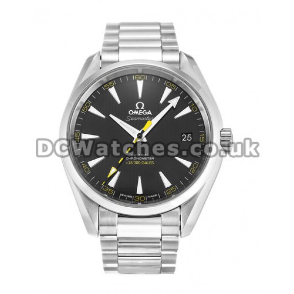 Best UK Sale Omega Aqua Terra Automatic Fake Watch With Black Dial For Men