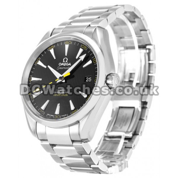 Best UK Sale Omega Aqua Terra Automatic Fake Watch With Black Dial For Men