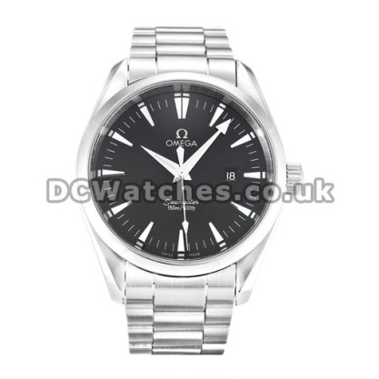 Water Resistant UK Sale Omega Aqua Terra Automatic Replica Watch With Black Dial For Men