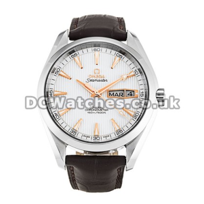 Best UK Sale Omega Aqua Terra Automatic Replica Watch With White Dial For Men
