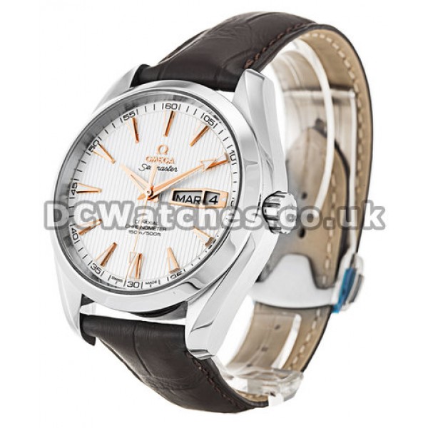 Best UK Sale Omega Aqua Terra Automatic Replica Watch With White Dial For Men