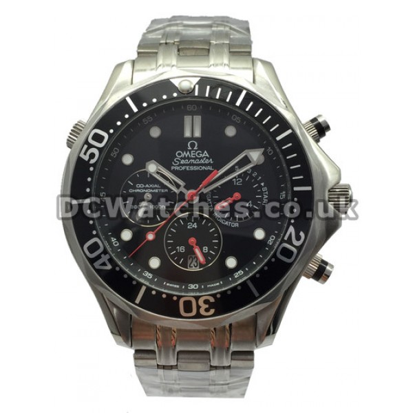 Perfect UK Sale Omega Seamaster Automatic Fake Watch With Black Dial For Men