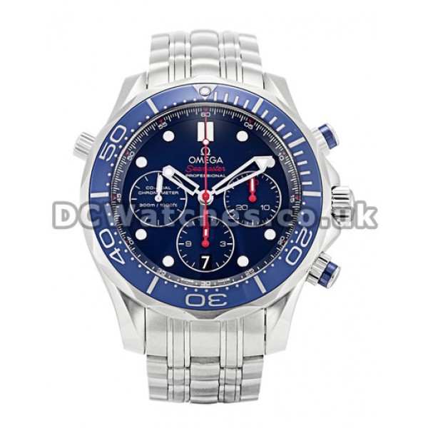 Best UK Omega Seamaster Quartz Fake Watch With Blue Dial For Men