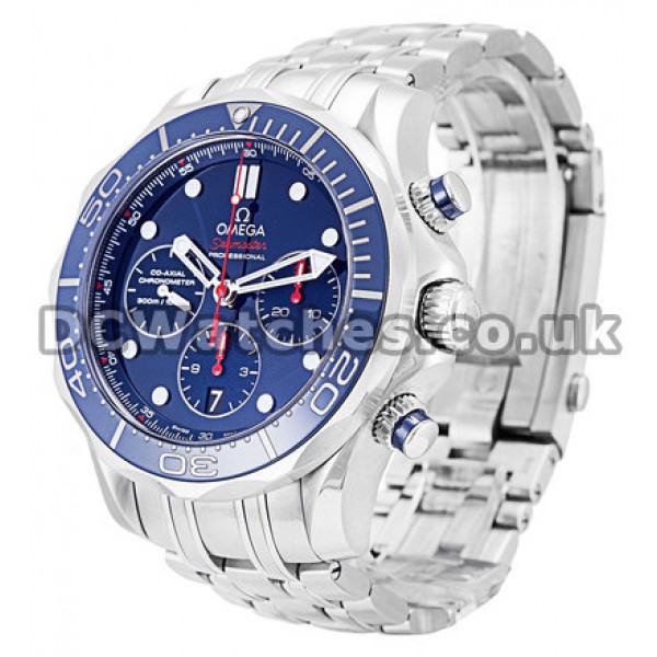 Best UK Omega Seamaster Quartz Fake Watch With Blue Dial For Men