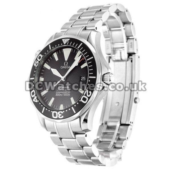 Best UK Sale Omega Seamaster Automatic Replica Watch With Black Dial For Men