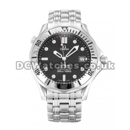 Best UK Sale Omega Seamaster Automatic Replica Watch With Black Dial For Men