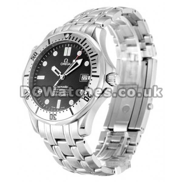 Best UK Sale Omega Seamaster Automatic Replica Watch With Black Dial For Men