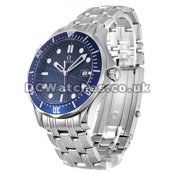 Waterproof UK Sale Omega Seamaster Automatic Fake Watch With Blue Dial For Men