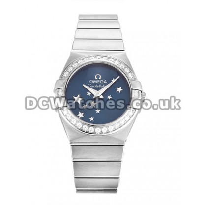 Best UK Omega Constellation Ladies Quartz Replica Watch With Blue Dial For Women