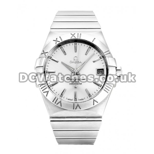 Best UK Omega Constellation Automatic Replica Watch With Silver Dial For Men