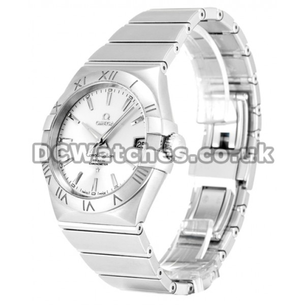 Best UK Omega Constellation Automatic Replica Watch With Silver Dial For Men