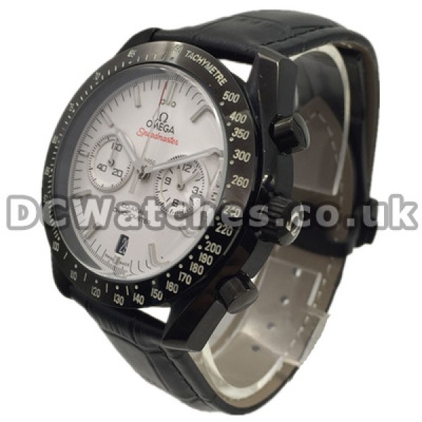 Best UK Sale Omega Speedmaster Quartz Replica Watch With White Dial For Men