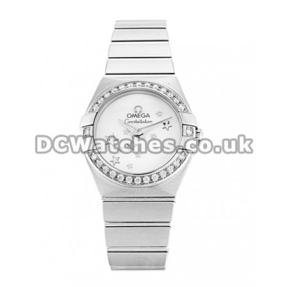 Cheap UK Omega Constellation Quartz Replica Watch With White Mother Of Pearl Dial For Women