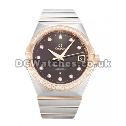Luxury UK Sale Omega Constellation Automatic Replica Watch With Brown Dial For Men