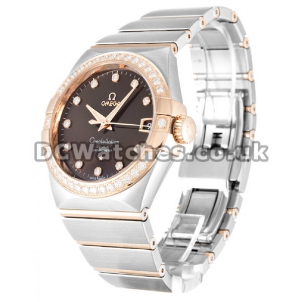 Luxury UK Sale Omega Constellation Automatic Replica Watch With Brown Dial For Men