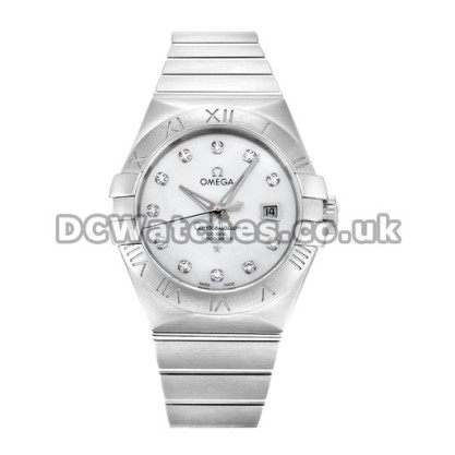 Swiss UK Omega Constellation Automatic Fake Watch With White Dial For Women