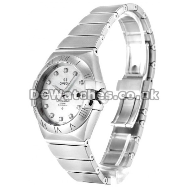 Swiss UK Omega Constellation Automatic Fake Watch With White Dial For Women