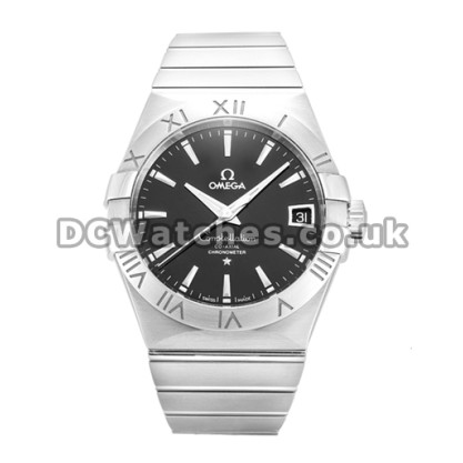 Cheap UK Omega Constellation Automatic Replica Watch With Black Dial For Men