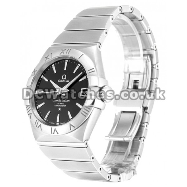 Cheap UK Omega Constellation Automatic Replica Watch With Black Dial For Men