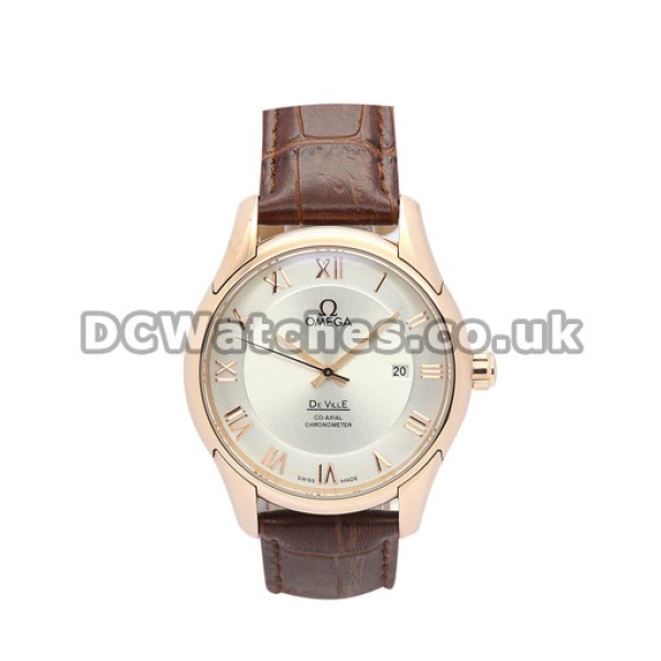Cheap UK Omega De Ville Automatic Replica Watch With Silvery Dial For Men
