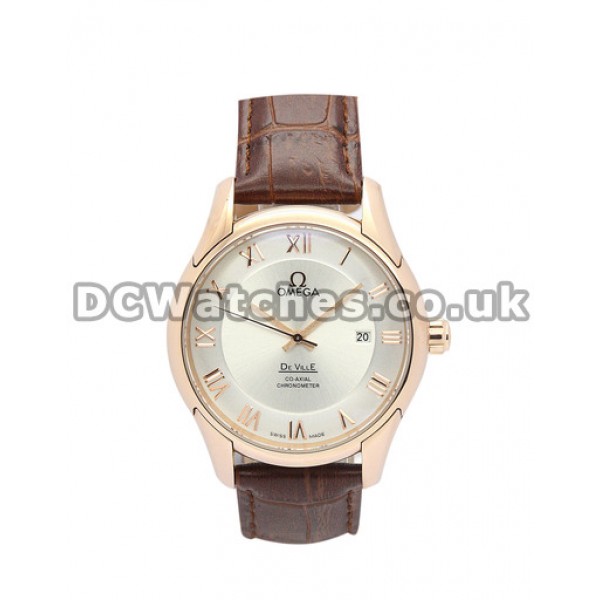 Cheap UK Omega De Ville Automatic Replica Watches With Silvery Dials For Men