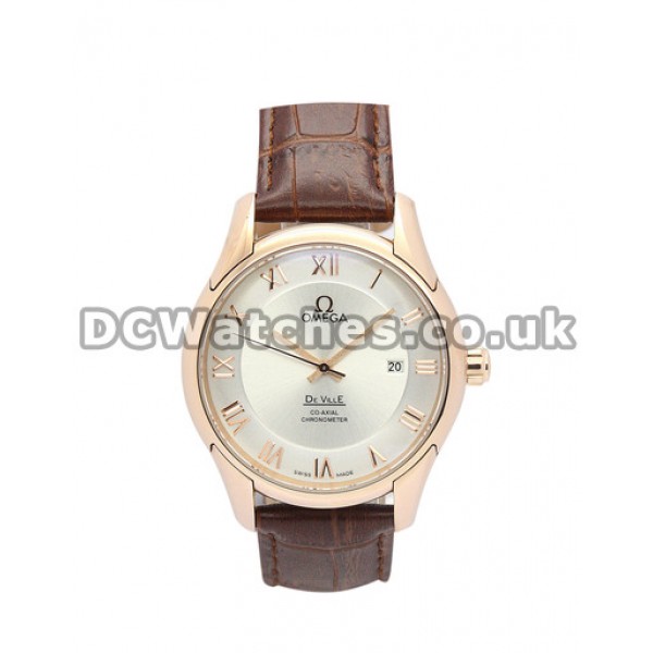 Cheap UK Omega De Ville Automatic Replica Watch With Silvery Dial For Men