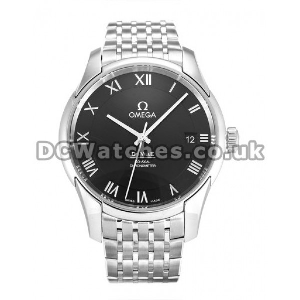 Cheap UK Sale Omega De Ville Automatic Replica Watch With Black Dial For Men