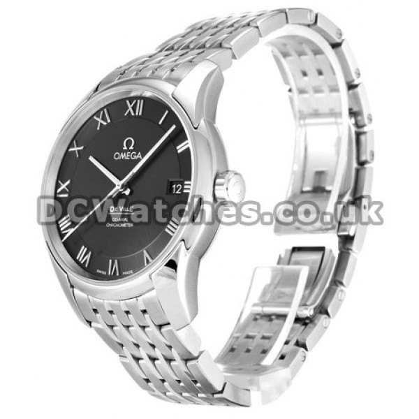 Cheap UK Sale Omega De Ville Automatic Replica Watch With Black Dial For Men